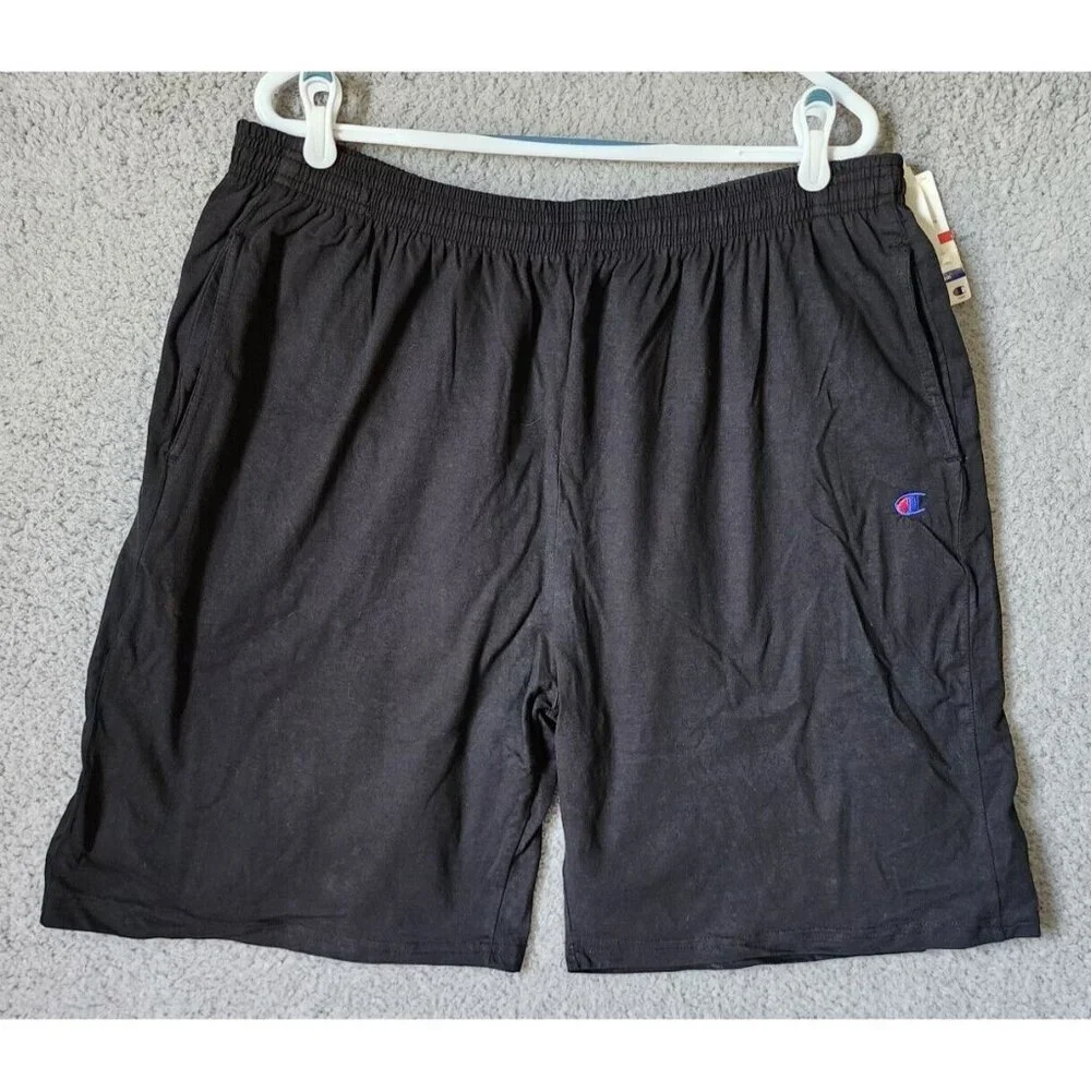 NEW VTG Champion Sport Stretch Black Gym Shorts Size 2XL Cotton Spandex‎ Blend